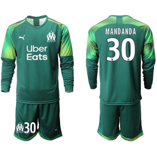 Marseille #30 Mandanda Army Green Goalkeeper Long Sleeves Soccer Club Jersey