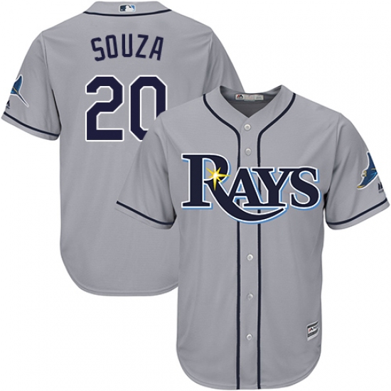 Men's Majestic Tampa Bay Rays #20 Steven Souza Replica Grey Road Cool Base MLB Jersey - Ujersey