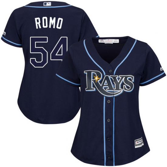 Women's Majestic Tampa Bay Rays #54 Sergio Romo Replica Navy Blue Alternate Cool Base MLB Jersey - Ujersey