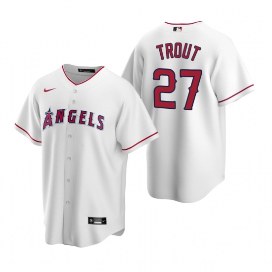 Men's Nike Los Angeles Angels #27 Mike Trout White Home Stitched Baseball Jersey - Ujersey