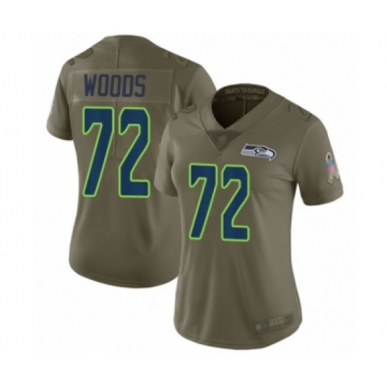 Women's Seattle Seahawks #72 Al Woods Limited Olive 2017 Salute to Service Football Jersey - Ujersey