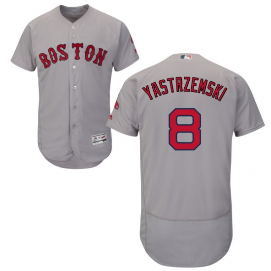 Men's Majestic Boston Red Sox #8 Carl Yastrzemski Grey Road Flex Base Authentic Collection MLB Jersey - Ujersey