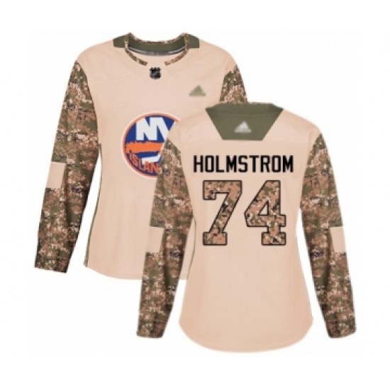 Women's New York Islanders #74 Simon Holmstrom Authentic Camo Veterans Day Practice Hockey Jersey - Ujersey