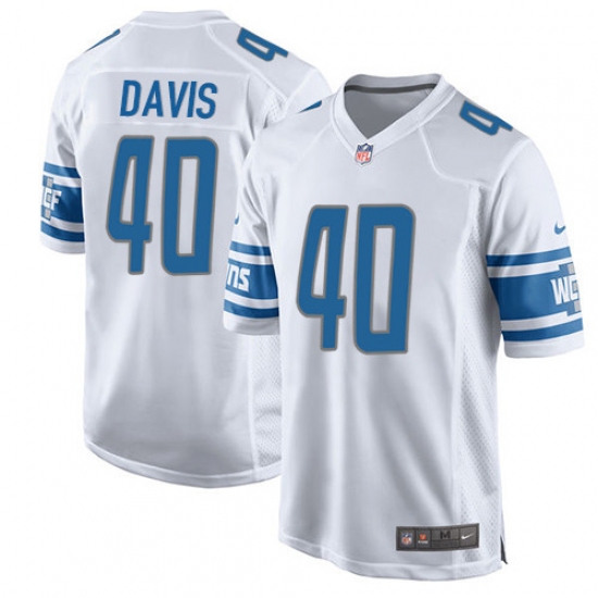 Men's Nike Detroit Lions #40 Jarrad Davis Game White NFL Jersey - Ujersey