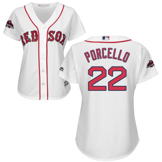 Women's Majestic Boston Red Sox #22 Rick Porcello Authentic White Home 2018 World Series Champions MLB Jersey - Ujersey