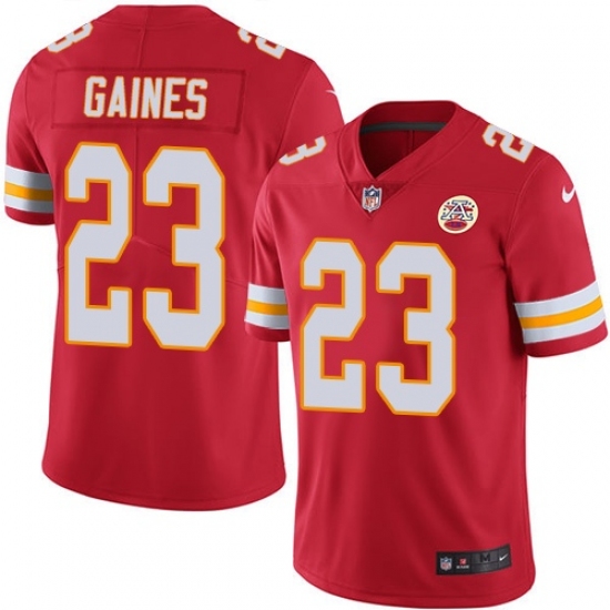 Youth Nike Kansas City Chiefs #23 Phillip Gaines Red Team Color Vapor Untouchable Limited Player NFL Jersey - Ujersey