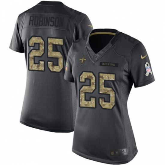 Women's Nike New Orleans Saints #25 Patrick Robinson Limited Black 2016 Salute to Service NFL Jersey - Ujersey
