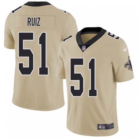 Youth New Orleans Saints #51 Cesar Ruiz Gold Stitched NFL Limited Inverted Legend Jersey - Ujersey