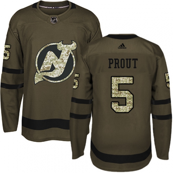 Youth Adidas New Jersey Devils #5 Dalton Prout Authentic Green Salute to Service NHL Jersey - Ujersey