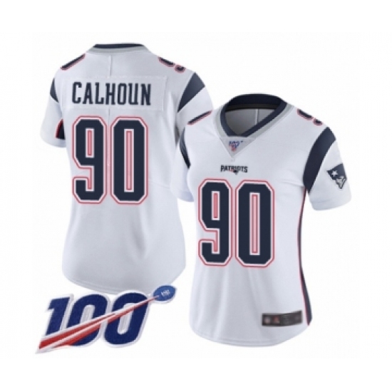 Women's New England Patriots #90 Shilique Calhoun White Vapor Untouchable Limited Player 100th Season Football Jersey - Ujersey