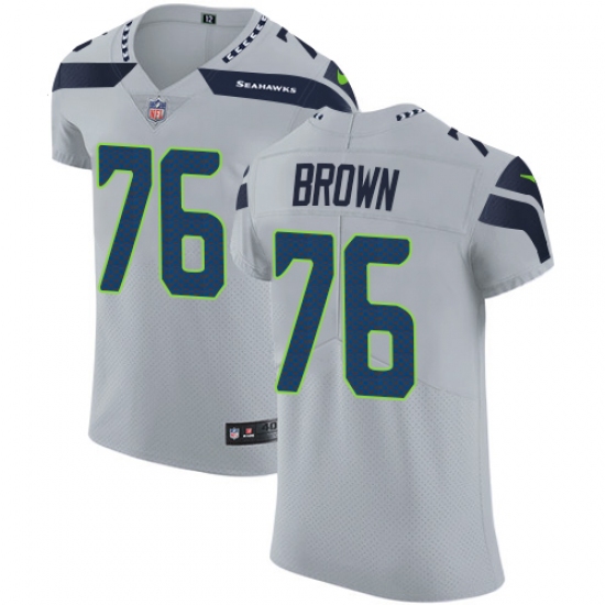 Men's Nike Seattle Seahawks #76 Duane Brown Grey Alternate Vapor Untouchable Elite Player NFL Jersey - Ujersey