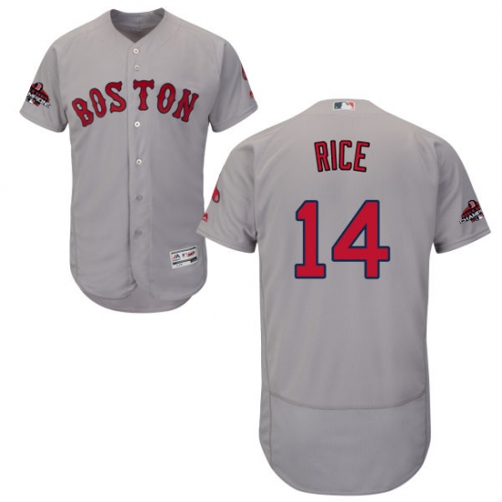 Men's Majestic Boston Red Sox #14 Jim Rice Grey Road Flex Base Authentic Collection 2018 World Series Champions MLB Jersey - Ujersey