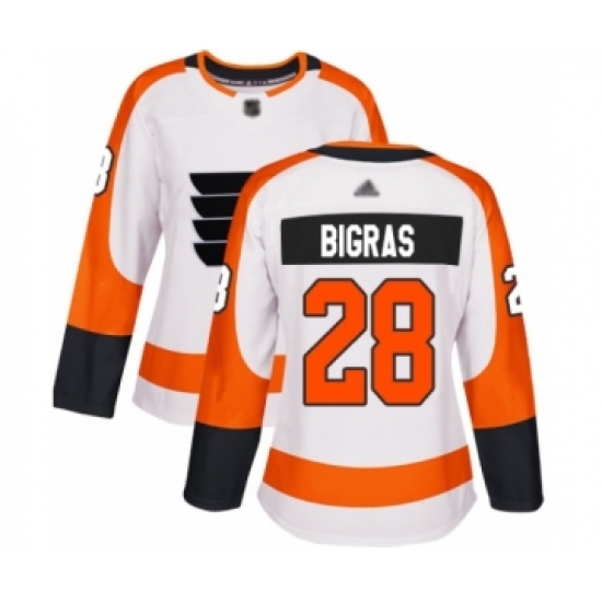 Women's Philadelphia Flyers #28 Chris Bigras Authentic White Away Hockey Jersey - Ujersey