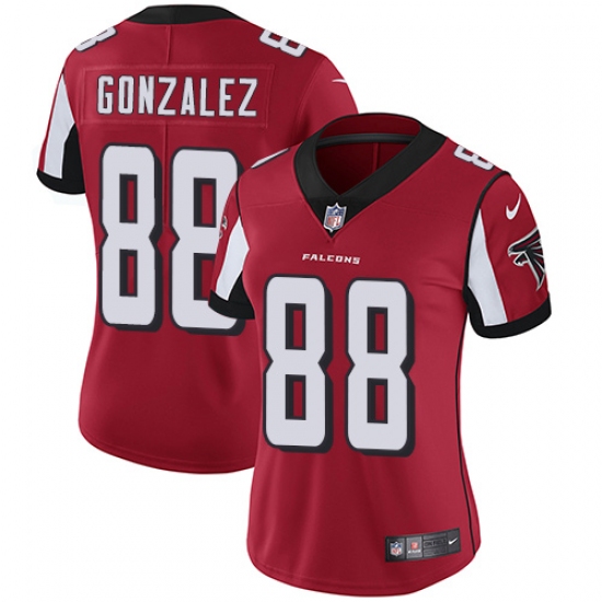 Women's Nike Atlanta Falcons #88 Tony Gonzalez Red Team Color Vapor Untouchable Limited Player NFL Jersey - Ujersey