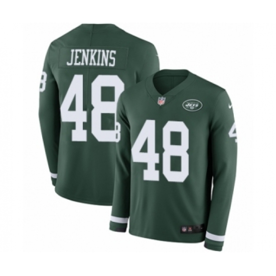 Men's Nike New York Jets #48 Jordan Jenkins Limited Green Therma Long Sleeve NFL Jersey - Ujersey