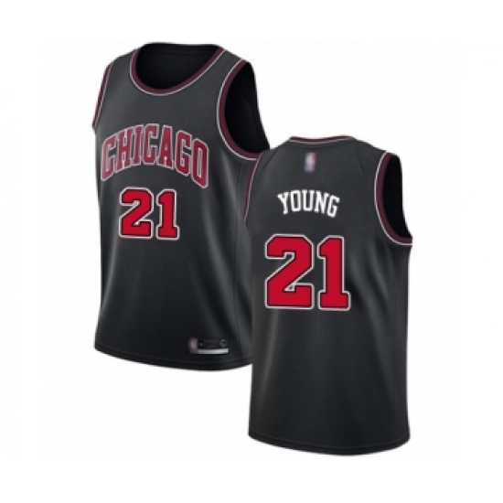 Women's Chicago Bulls #21 Thaddeus Young Authentic Black Basketball Jersey Statement Edition - Ujersey