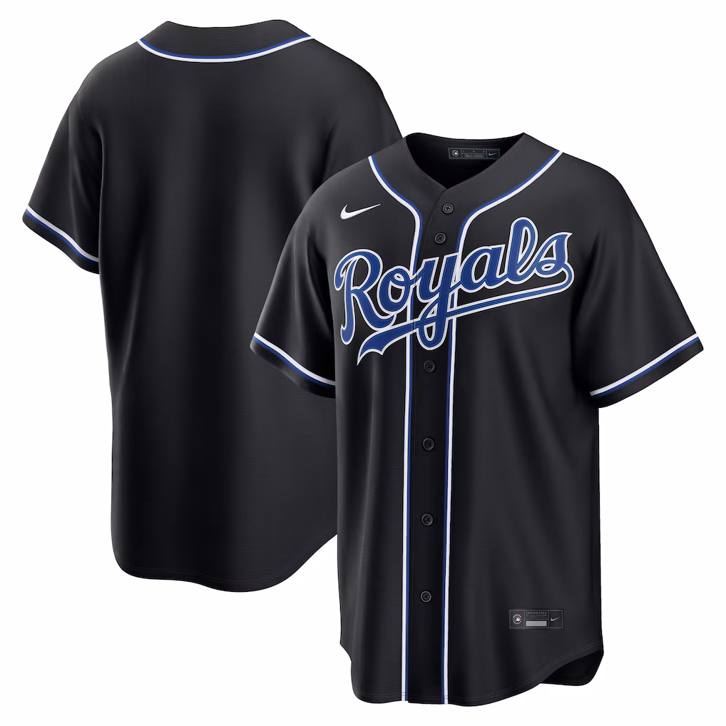 Men's Kansas City Royals Nike Fashion Replica Black Out Jersey - Ujersey Shop