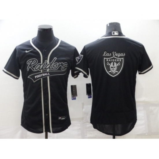 Men's Las Vegas Raiders Black Team Big Logo With Patch Cool Base Stitched Baseball Jersey - Ujersey