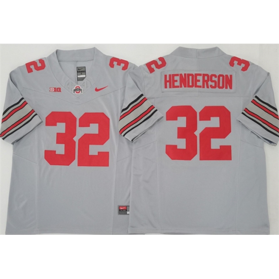 Men's Ohio State Buckeyes #32 TreVeyon Henderson Gray 2025 F.U.S.E. Limited Stitched Jersey - Ujersey