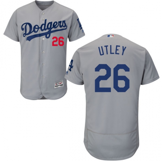 Men's Majestic Los Angeles Dodgers #26 Chase Utley Gray Alternate Road Flexbase Authentic Collection MLB Jersey - Ujersey