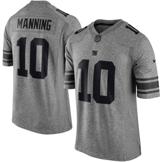 Men's Nike New York Giants #10 Eli Manning Limited Gray Gridiron NFL Jersey - Ujersey
