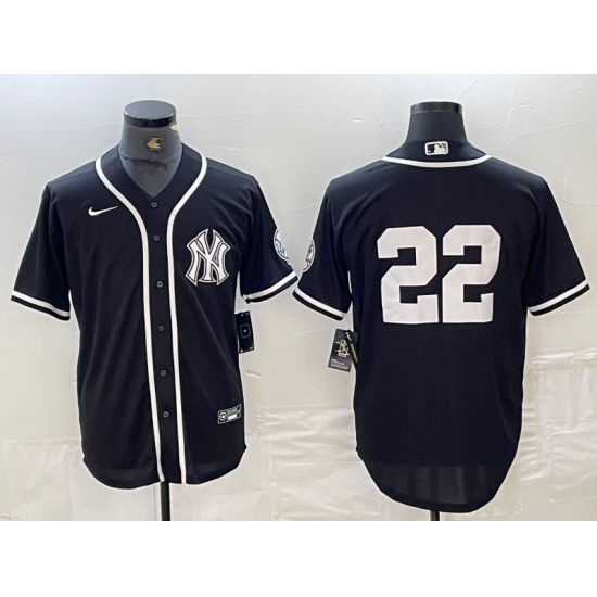 Men's New York Yankees #22 Juan Soto No Name Black White Cool Base Stitched Jersey - Ujersey