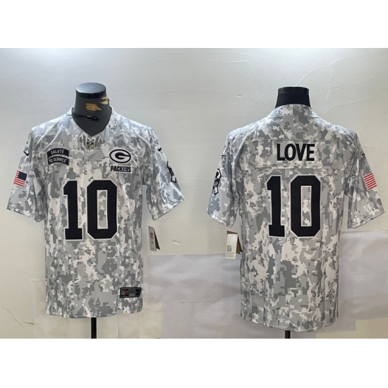 Men's Green Bay Packers #10 Jordan Love Arctic Camo 2024 FUSE Salute to Service Limited Stitched Jersey - Ujersey