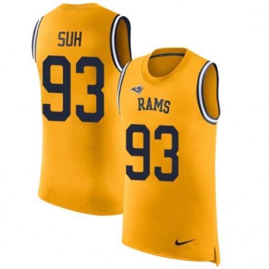 Men's Nike Los Angeles Rams #93 Ndamukong Suh Limited Gold Rush Player Name & Number Tank Top NFL Jersey - Ujersey