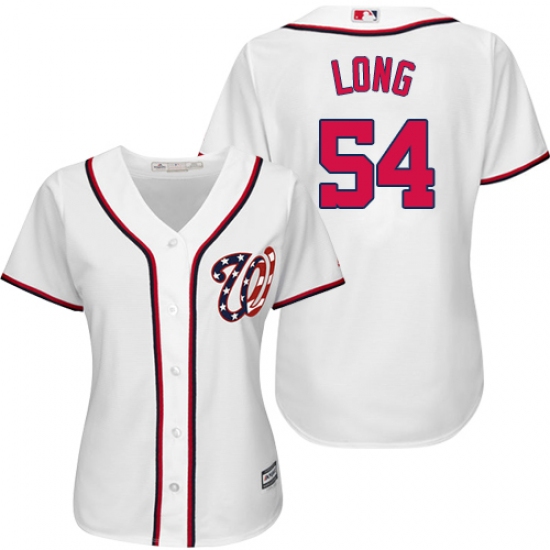 Women's Majestic Washington Nationals #54 Kevin Long Authentic White Home Cool Base MLB Jersey - Ujersey