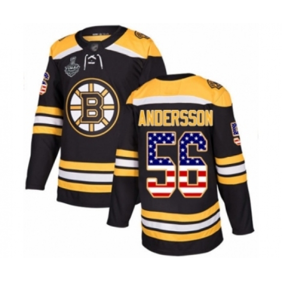 Youth Boston Bruins #56 Axel Andersson Authentic Black USA Flag Fashion 2019 Stanley Cup Final Bound Hockey Jersey - Ujersey