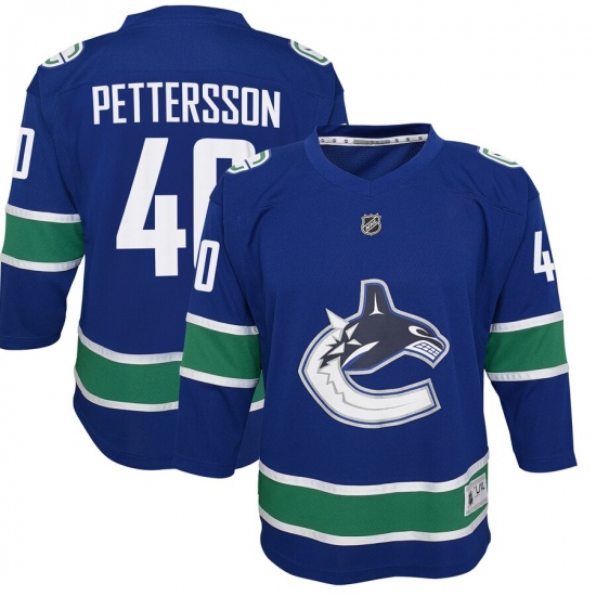 Youth Vancouver Canucks #40 Elias Pettersson Blue 2019-20 Home Replica Player Jersey - Ujersey