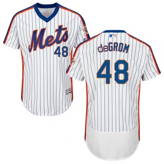 Men's Majestic New York Mets #48 Jacob deGrom White Alternate Flex Base Authentic Collection MLB Jersey - Ujersey