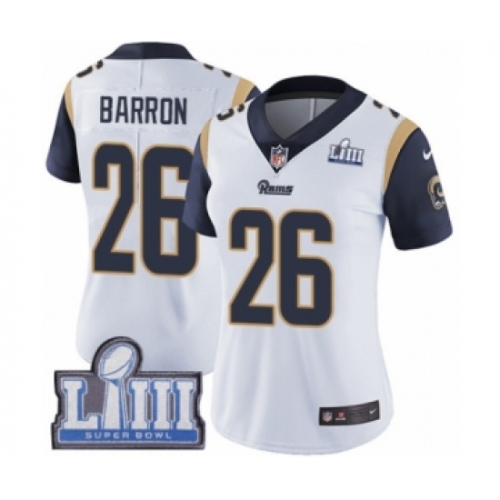 Women's Nike Los Angeles Rams #26 Mark Barron White Vapor Untouchable Limited Player Super Bowl LIII Bound NFL Jersey - Ujersey