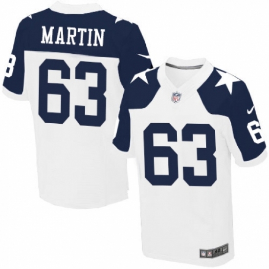 Men's Nike Dallas Cowboys #63 Marcus Martin Elite White Throwback Alternate NFL Jersey - Ujersey