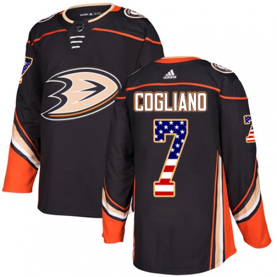 Men's Adidas Anaheim Ducks #7 Andrew Cogliano Authentic Black USA Flag Fashion NHL Jersey - Ujersey