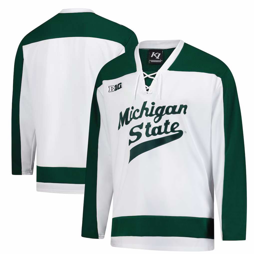 Men's White Michigan State Spartans Home Replica Hockey Jersey - Ujersey NHL