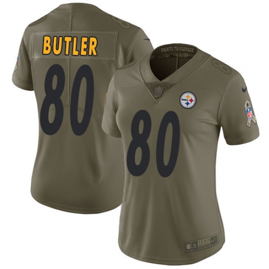 Women's Nike Pittsburgh Steelers #80 Jack Butler Limited Olive 2017 Salute to Service NFL Jersey - Ujersey