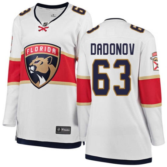 Women's Florida Panthers #63 Evgenii Dadonov Authentic White Away Fanatics Branded Breakaway NHL Jersey - Ujersey