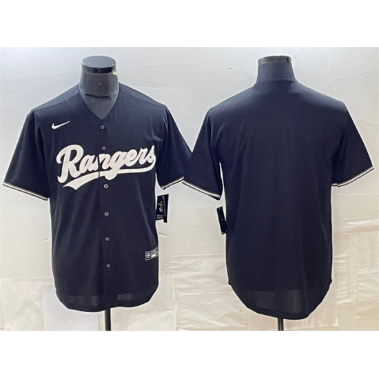 Men's Texas Rangers Blank Black Cool Base Stitched Baseball Jersey - Ujersey