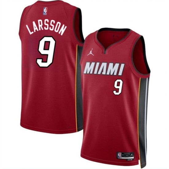 Men's Miami Heat #9 Pelle Larsson Red 2024 Draft Statement Edition Stitched Basketball Jersey - Ujersey