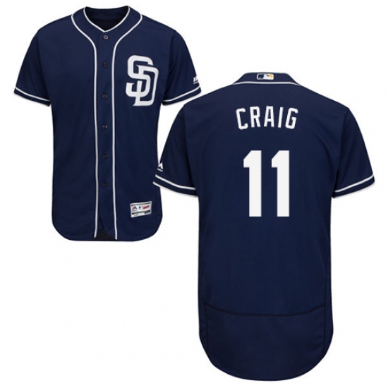 Men's Majestic San Diego Padres #11 Allen Craig Navy Blue Alternate Flex Base Authentic Collection MLB Jersey - Ujersey