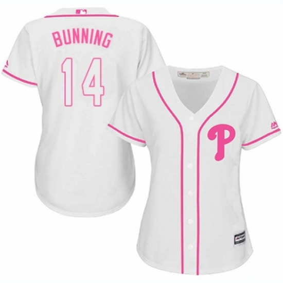 Women's Majestic Philadelphia Phillies #14 Jim Bunning Replica White Fashion Cool Base MLB Jersey - Ujersey