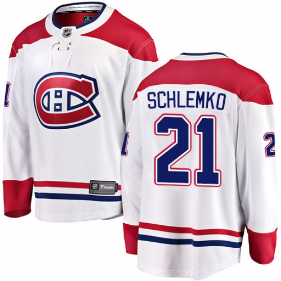 Men's Montreal Canadiens #21 David Schlemko Authentic White Away Fanatics Branded Breakaway NHL Jersey - Ujersey