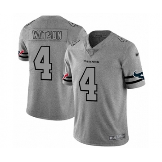 Men's Houston Texans #4 Deshaun Watson Limited Gray Team Logo Gridiron Football Jersey - Ujersey