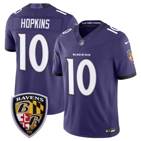 Men's Baltimore Ravens #10 DeAndre Hopkins Purple 2026 F.U.S.E Vapor Limited Football Stitched Jersey - Ujersey