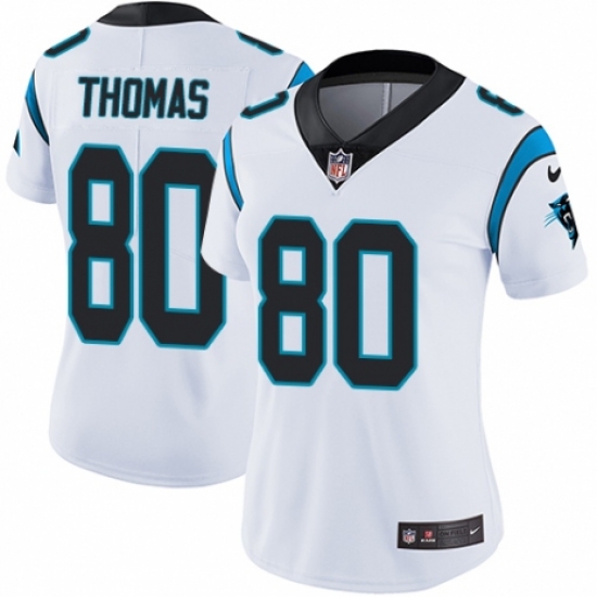 Women's Nike Carolina Panthers #80 Ian Thomas White Vapor Untouchable Limited Player NFL Jersey - Ujersey