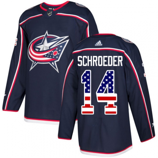 Youth Adidas Columbus Blue Jackets #14 Jordan Schroeder Authentic Navy Blue USA Flag Fashion NHL Jersey - Ujersey