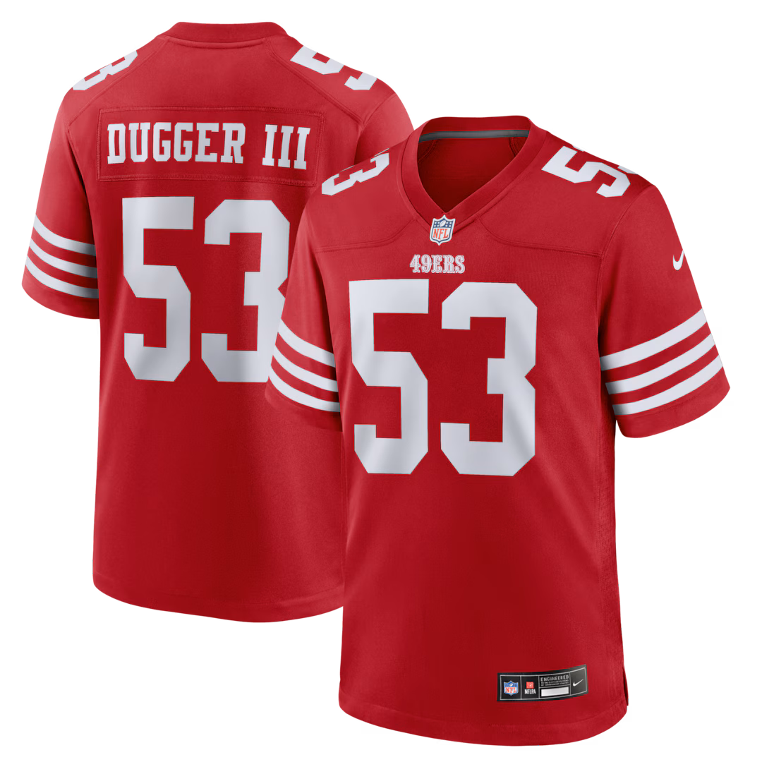 Men's San Francisco 49ers Jaden Dugger Nike Scarlet Team Game Jersey