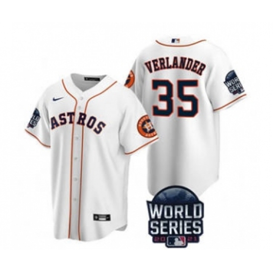 Men's Houston Astros #35 Justin Verlander 2021 White World Series Cool Base Stitched Baseball Jersey - Ujersey