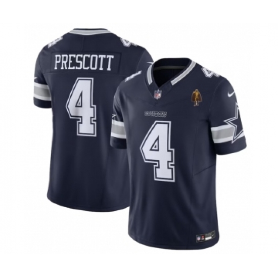 Men's Nike Dallas Cowboys #4 Dak Prescott Navy 2023 F.U.S.E. Walter Payton Vapor Limited Football Stitched Jersey - Ujersey